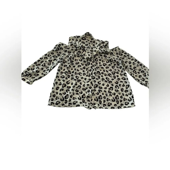 Monteau Cold Shoulder Tie Front Animal Print Top M‎ - Picture 1 of 6